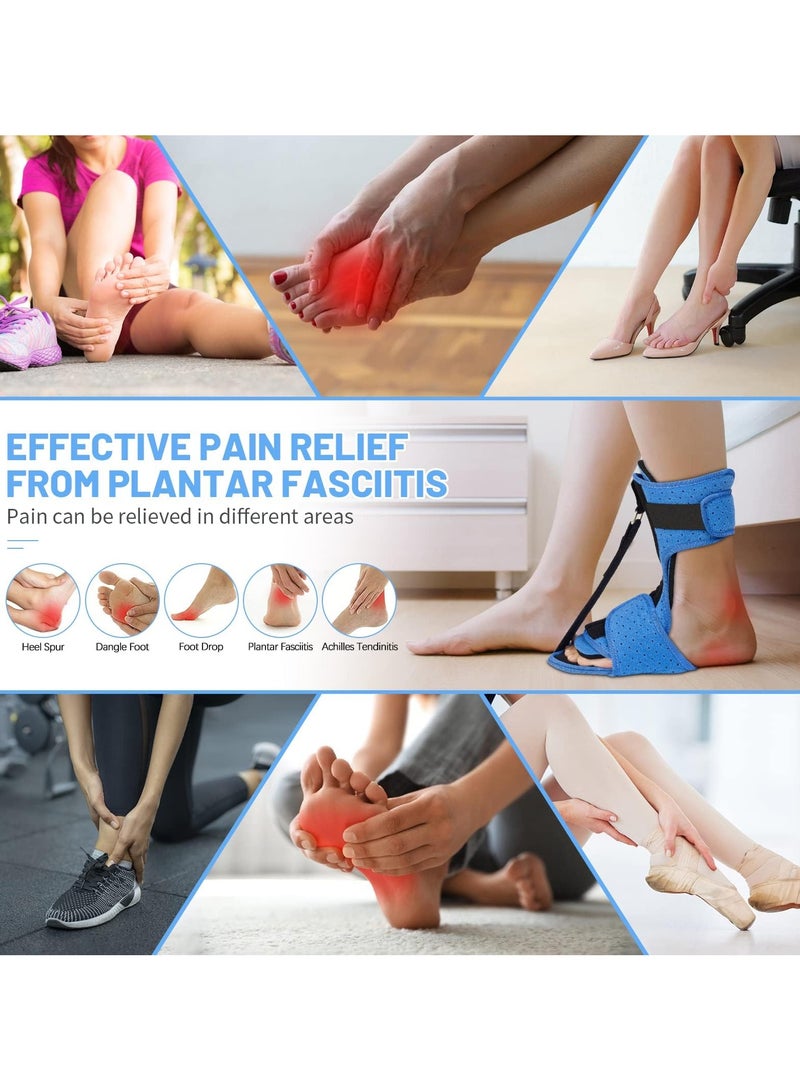 Adjustable Plantar Fasciitis Night Splint, Foot Relief Brace for Men  Women, Effective for Foot Drop, Achilles Tendonitis, Heel Pain, Blue - Image 2